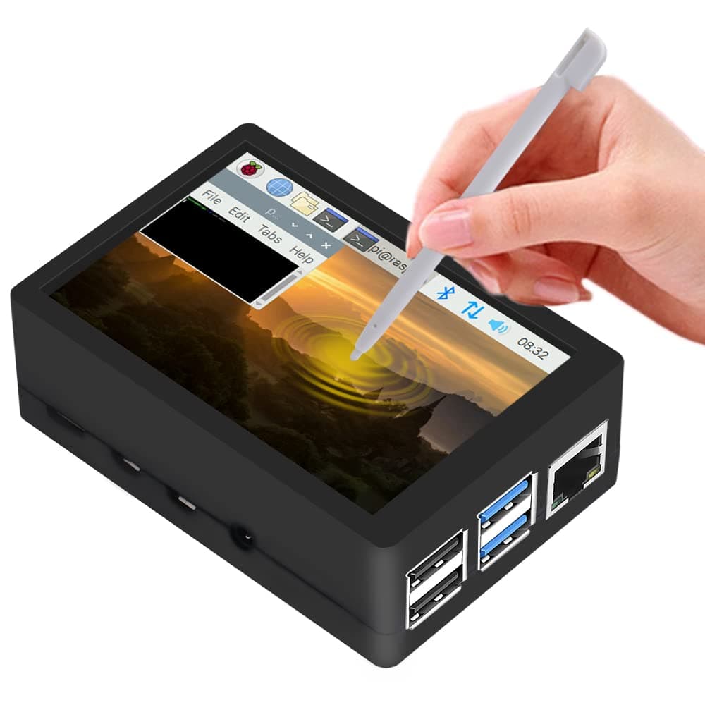 GeeekPi 3.5 inch Touch Screen with Case for Raspberry Pi 4, with Fan and Heatsinks, 320x480 Resolution TFT LCD Display for Raspberry Pi 4 Model B (Pi Board NOT Included)