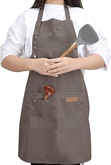 Kitchen Cooking Apron for Women Men with Big Pockets Canvas Waterproof Aprons for Server Pottery Painting Chef Apron
