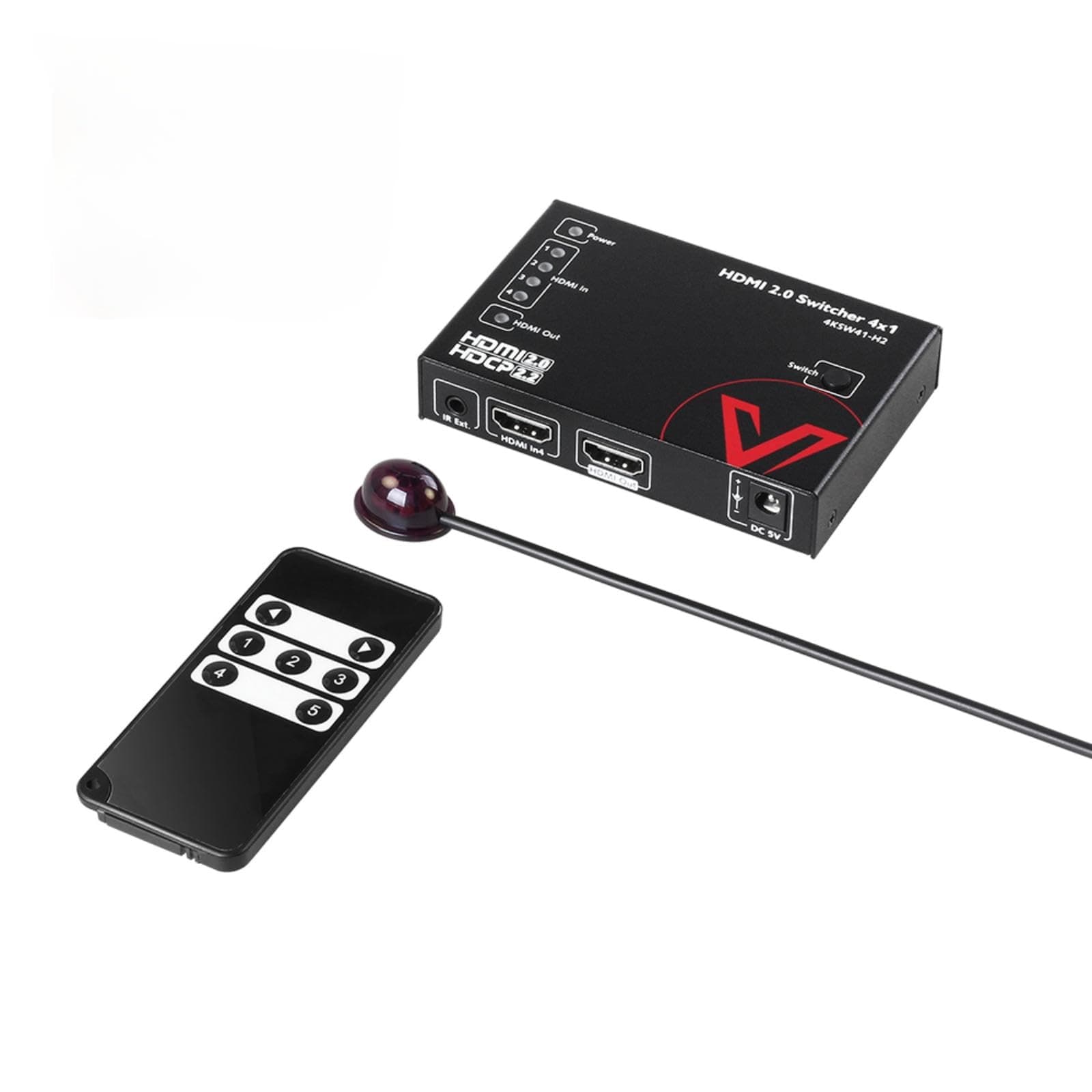 4k HDMI Switch 4X1| HDMI 2.0 Switch Box 4 in 1 Out| Support 4K60Hz YUV4:4:4 18Gbps Bandwidth| HDR & Dobly Vision|3D HDCP 2.2| IR Remote, Mini Metal Case| Xbox OneX; PS4pro;Nintendo Switch;FireTV
