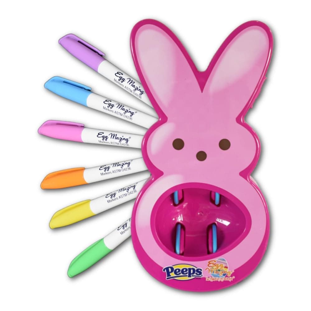 The Eggmazing Egg Decorator - Peeps Bunny - Arts and Craft Set Includes 6 Colorful Quick Drying, Non-Toxic Markers (Pink), Ages 3 and Up