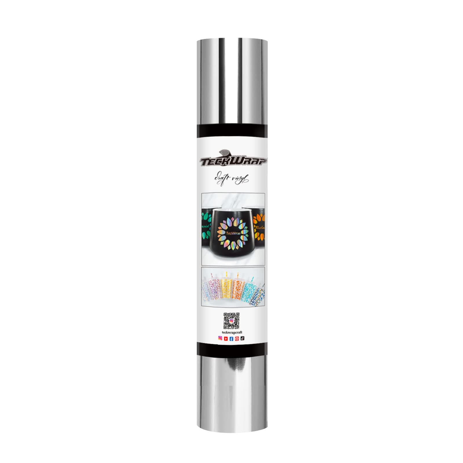 TECKWRAP Silver Chrome Vinyl Permanent Adhesive Silver Bubble Free Permanent Vinyl 1ftx5ft