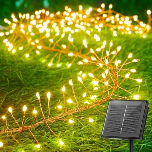 Brightown Solar String Lights for Outside, 19.6Ft 240 LED Solar String Lights Outdoor Waterproof, Solar Fairy Lights with 8 Modes for Patio Party Garden Yard Home, Warm White