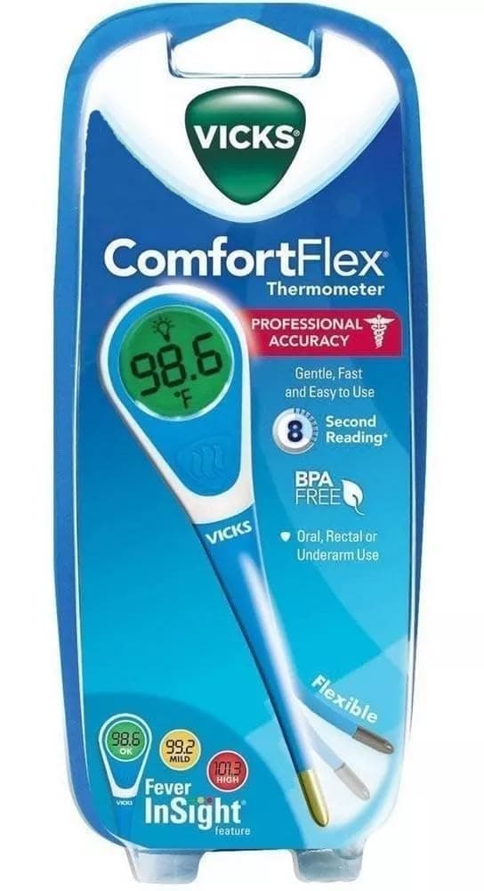 Vicks ComfortFlex Digital Thermometer – Accurate, Color Coded Readings in 8 Seconds - Digital Thermometer for Oral, Rectal or Under Arm Use