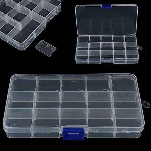 2 Pcs 15 Compartment Jewelry Box Case Organizer Storage Adjust The Dividers To Create Your Own Size Compartments Compact Design And Easy Carry.