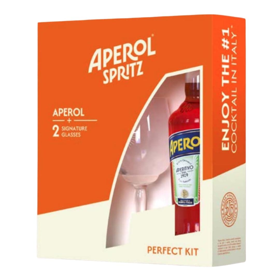 Aperol Spritz Gift Pack Including Aperol and 2 Aperol Spritz Glasses, 70 cl