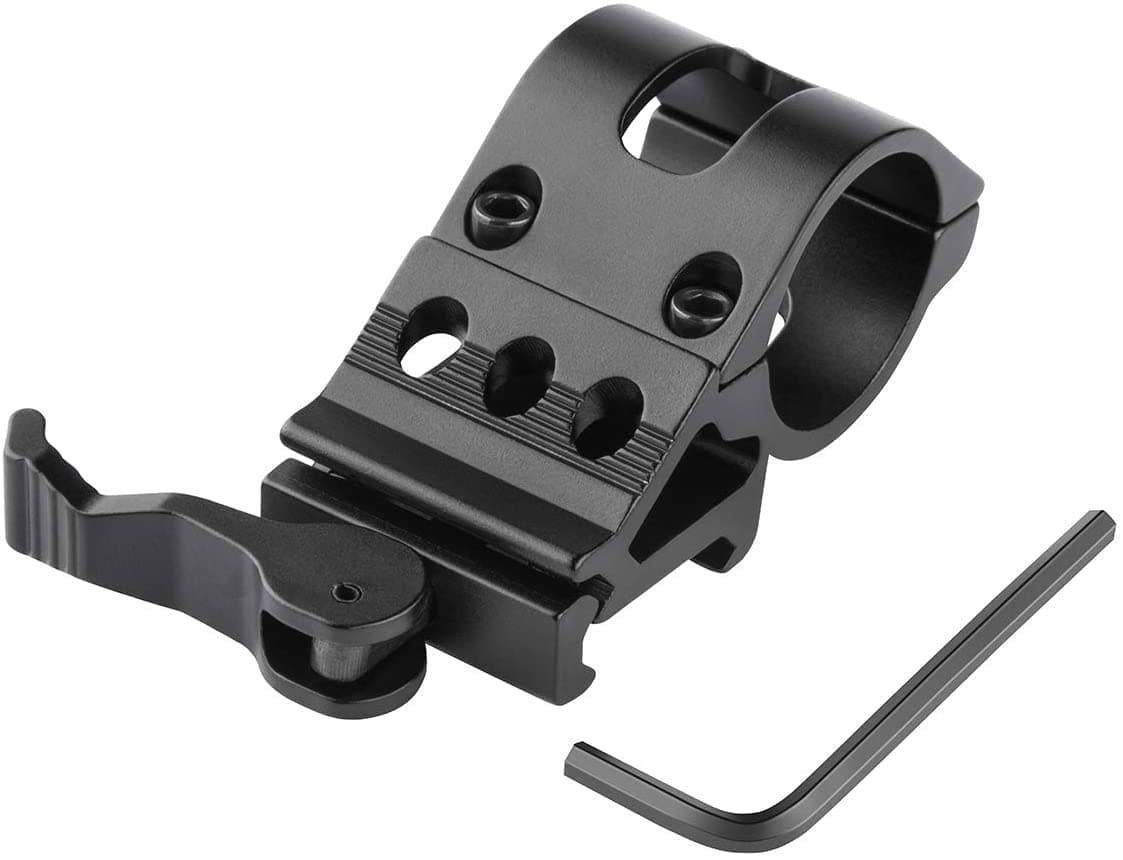 Tactical Flashlight Mount Quick Release Picatinnly Rail Mount Tactical 45 Degree 1" Offset Picatinny/Weaver Rail Mount for Flashlights with Quick Release