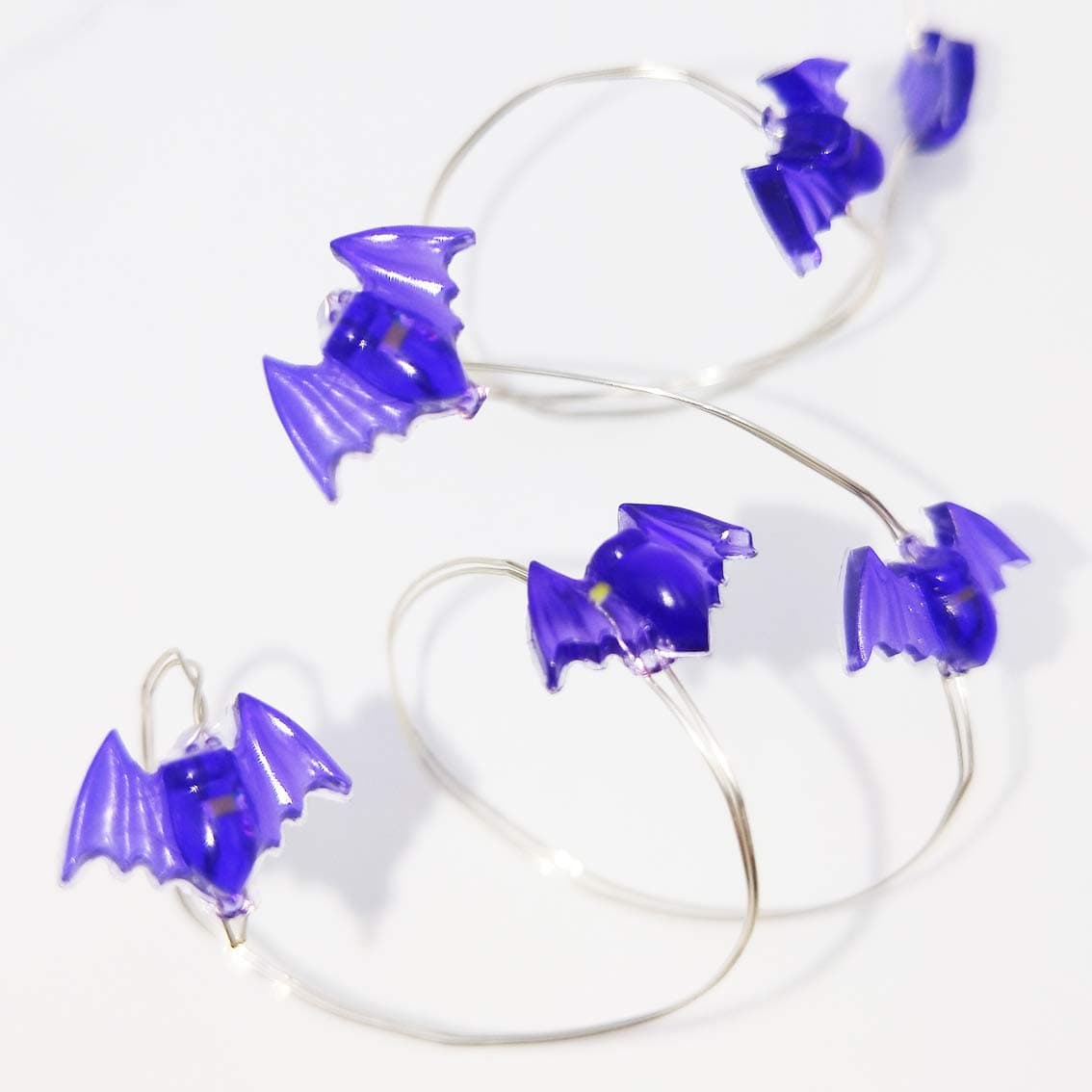 2 Packs Battery Operated String Bats Cold Blue Lights,7ft/2M 20 LEDs Silver Wire Rope Lights for Bedroom,Dinner,Home Party Decoration, Christmas Tree, Garland, (2M 20 LEDs)