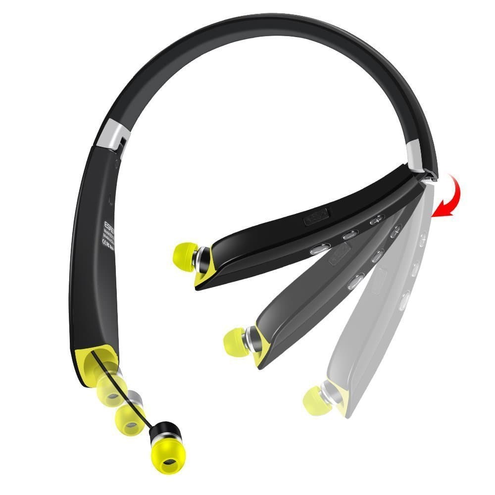 [2017 Newest Design] Foldable Bluetooth Headset, Outtek AVT-990 Wireless Sports Neckband Headphones with Mic Retractable Sweatproof Earbuds for iPhone, Android, Other Bluetooth Enabled Devices