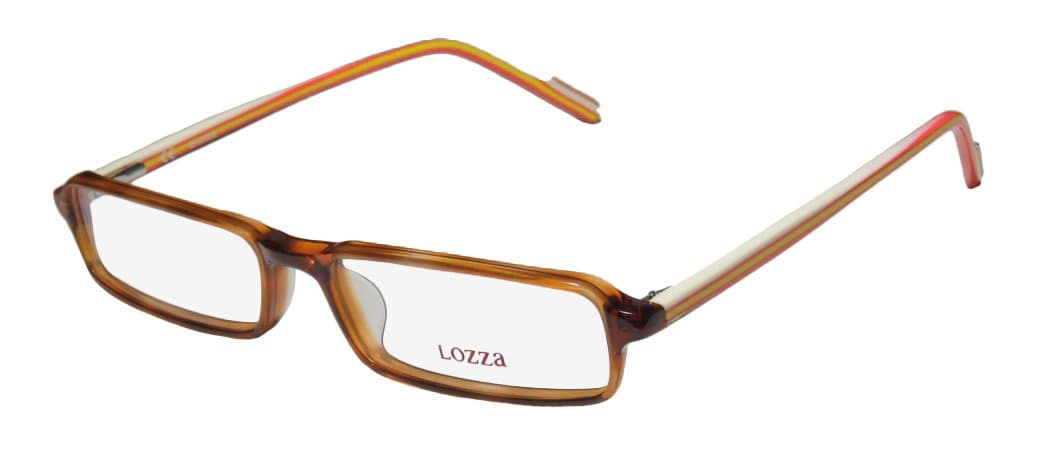 1777v Mens/Womens Rectangular Full-rim Flexible Hinges Color Combination Casual Unisex Eyeglasses/Glasses (52-15-140, Amber/Orange / Multicolor)