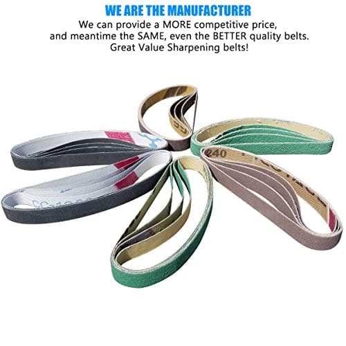 Tockrop 24 PCS 1/2" x 10" Knife Sharpener Sander Belt Set for Work Sharp WSCMB Combo Knife Sharpener- 4 PCS each of 80/120/240/400/1000/1200 Grits
