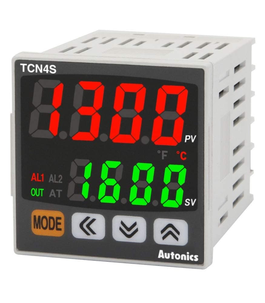 AUTONICS TCN4S-24R Regulator Temperature Module: 2x LED Display, Cu50, Pt100, Thermocouple J,K,L,R,S,T, SSR, SPST-NO Outputs, 100-240V AC