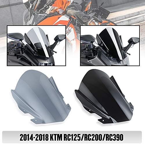 RC125 RC200 RC390 Accessories Motorcycle Double Bubble Windscreen Windshield Wind Shield Fly Screen Cover Protector for 2014 2015 2016 2017 2018 KTM RC 125 200 390 (Dark Somke)