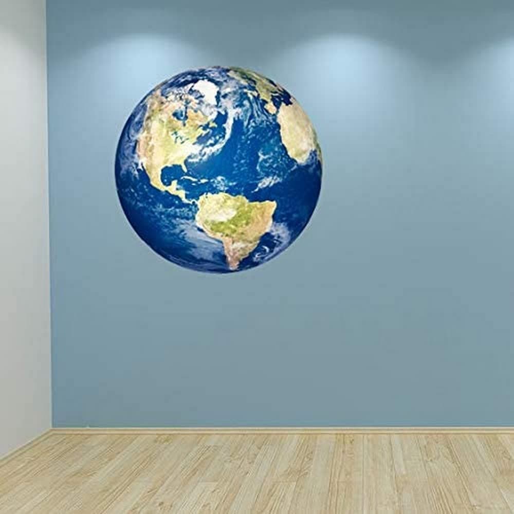 60 Second Makeover Limited Full Colour Planet Earth Wall Stickers Decal Boys Bedroom Universe Space Playroom Educational School Science Geography Wall Decals Vinyl Stickers - Large 60cm x 60cm