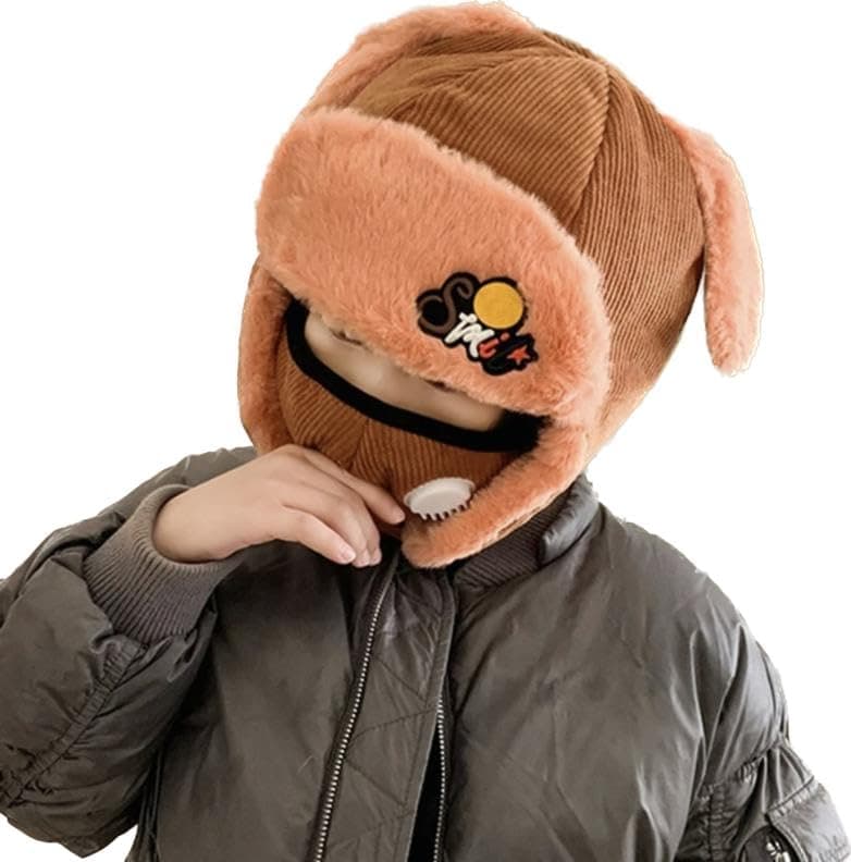 DevilUnisex Kids Russian Hat Trapper Bomber Warm Trooper Ear Flaps Winter Ski Hat Cap Headwear,5-10 Years (Orange) (Pack of 1)
