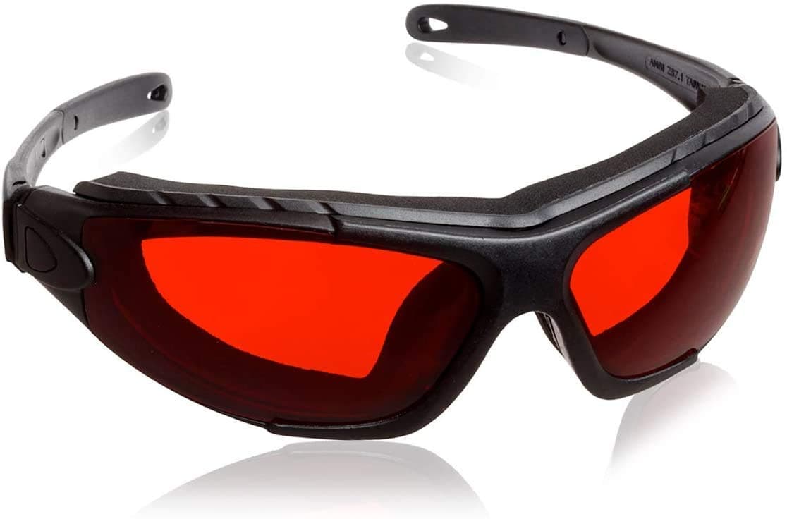 Red Lens Green & Blue Light Blocking Glasses - Sleeping Aid Eye Mask Block 99.9% of Stimulating Light Wavelengths - Fight Insomnia & Jet Lag - Comfortable Strap & Adjustable Fit - Men’s or Women’s