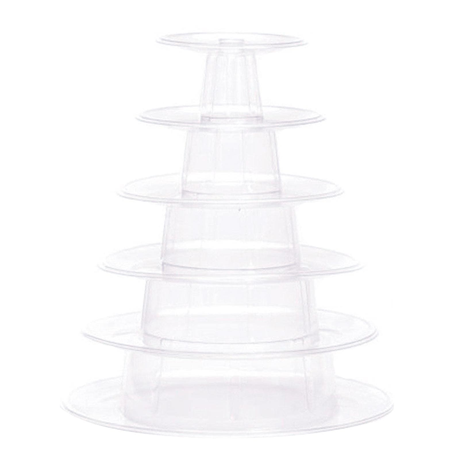 6 Tier Macaron Tower Stand, Cupcake Dessert Display Stand Plastic Transparent Cake Holder Rack for Wedding Birthday Decor