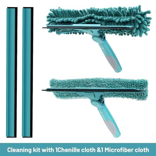 High-Reach Window Squeegee Attachment | Squeegee & Clean | Ideal Window Cleaner Tool with Rotatable Head | Compatible with Standard US Acme Thread Poles (Pole Sold Separately)