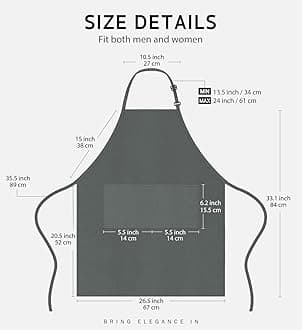 Syntus 2 pack aprons, dark grey, 26.8 × 33.1 inch