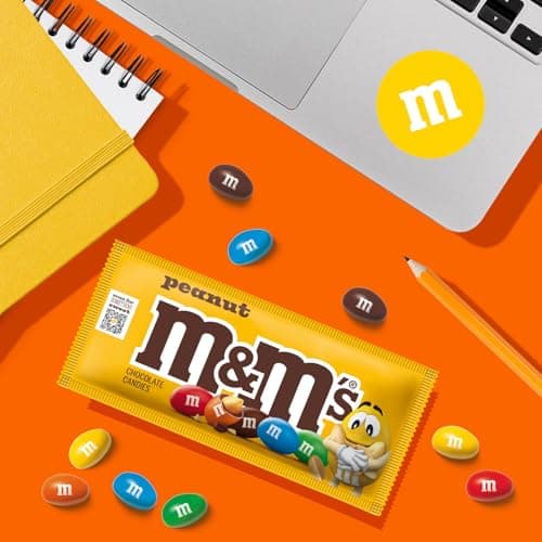 M&M'S Full Size Peanut Milk Chocolate Candy Bulk Pack, 1.74 oz, 48 ct Box