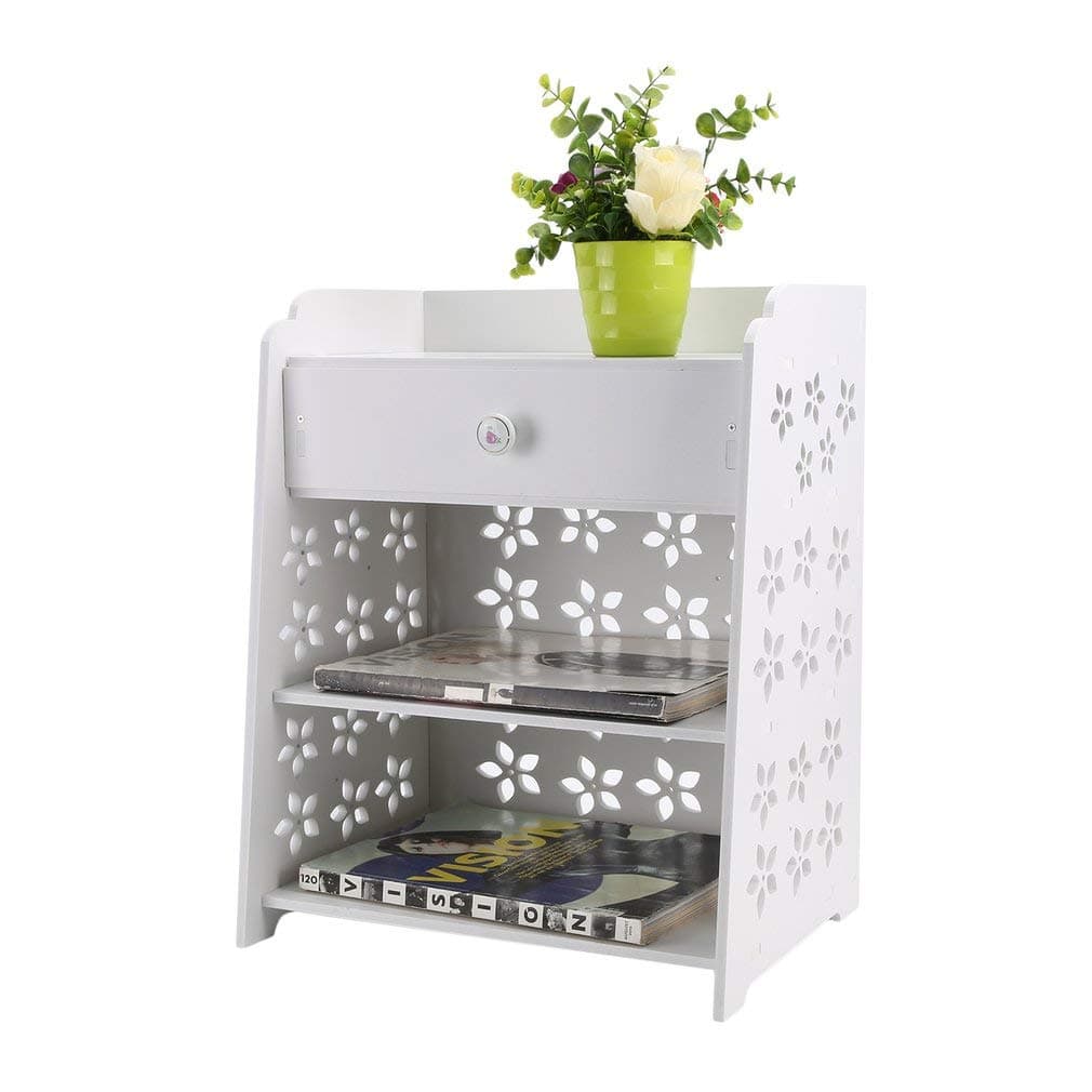 KATHER Bedroom Flower Bedside Table Modern Storage Rack Eye-catching Wood Cabinet Universal Home Nightstand Bedroom Furniture
