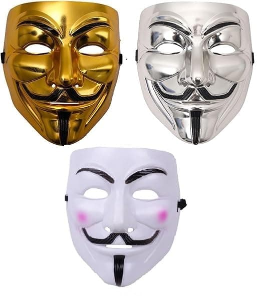 FAVELA Anonymous Face Mask - Hacker Face Mask for Boys | V for Vendetta Face | Guy Fawkes Mask | White Face Mask | Cosplay Mask | Birthday Mask for boys | Happier Mask