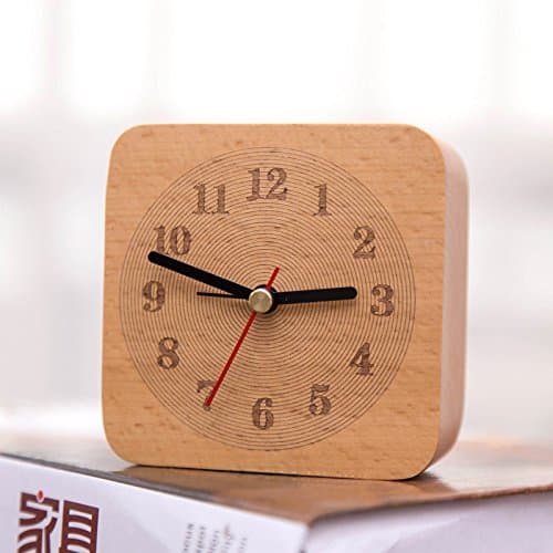 Lgclock Wood Bedside Clock Mute Students Creative Alarm Clock Table Clock Wooden Children Small Alarm Clock Upscale Bedroom Solid,Ring The Alarm
