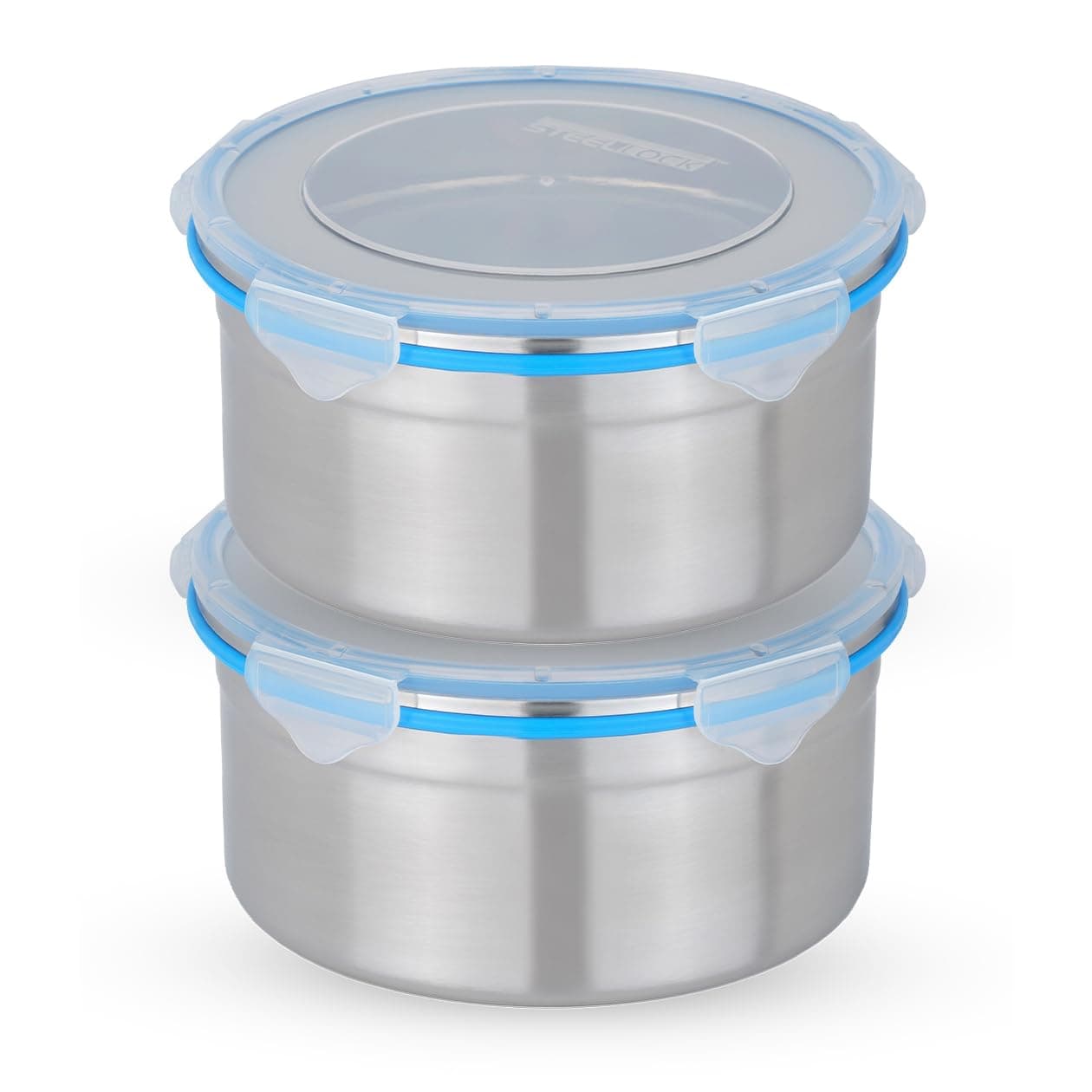 STEELLOCK Stainless Steel Airtight Container with Lid | Leakproof, BPA-Free, Durable Kitchen Storage | Multipurpose Food Storage Containers for Kitchen | SL-1502-set of 2, 1950ml each, Blue