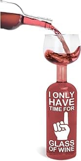 BigMouth Inc. Wine Bottle Glass - “I Only Have Time for 1 Glass of Wine”, Large Wine Glass, Holds an Entire 750mL Bottle of Wine