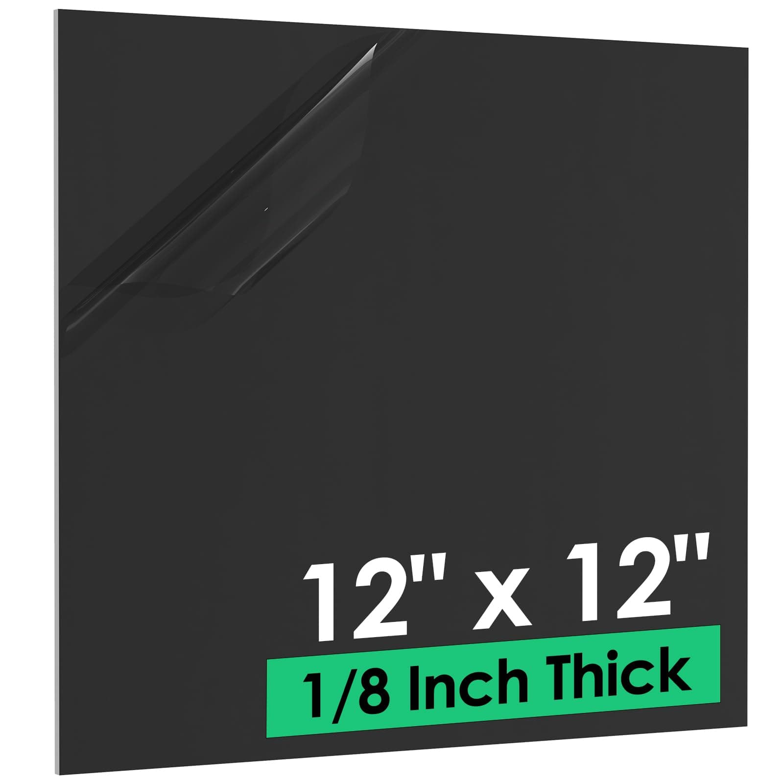 ABS Plastic Sheet 1/8 Inch Thick - 12" x 12", Black Rigid Thermoplastic Board, Dual-Surface (Textured & Smooth) for Signs, Crafts, DIY Projects (Pack of 1)