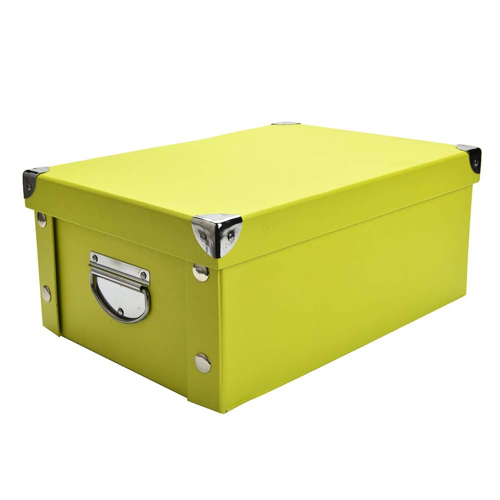 Collapsible File Stackable Cardboard Decorative Storage Boxes with Lids for Kids Bedroom Home Office Green