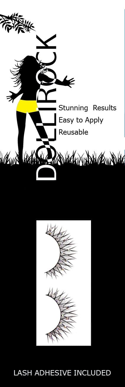 Dollirock 10 Piece False Eyelashes Set, No.518 Flutter Diamonte Style