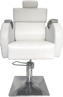 Makeup Beauty Parlor Salon Chair, Barber Chair, 360 ° Swivel Adjustable Spa Beauty Equipment (White)