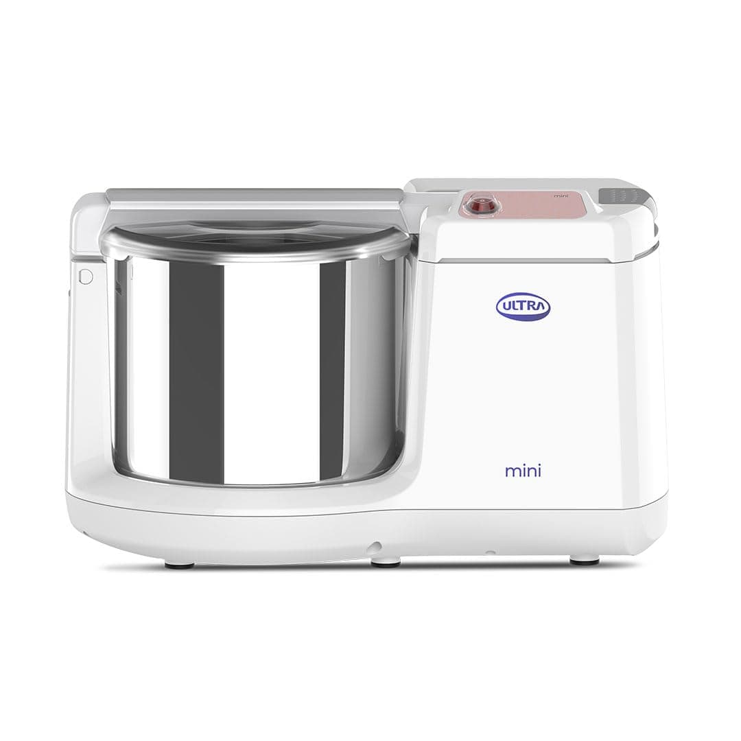 Mini 1.25 Litre Table Top Wet Grinder - White | Fast Grinding Conical Stones, 85W Power & 5 Years Warranty | AISI 304 Food-Grade SS Multi Utility Cylindrical Drum, Compact Design for Kitchen