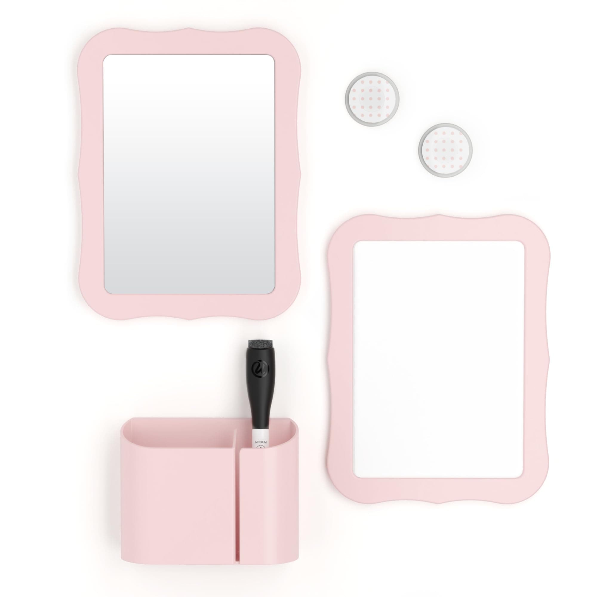Locker Accessories Kit, Back to School Essentials, Blush, 6-Piece, Includes Whiteboard, Mirror, and Organizing Supplies