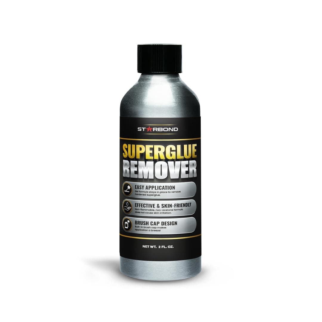 2 oz. Super Glue Remover – Dissolves Adhesive – CA Glue Debonder with Easy Brush Cap Applicator