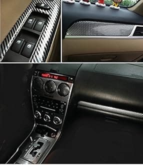 DIYAH 5D High Gloss Black Carbon Fiber Vinyl Bubble Free Air Release Car Wrap Film Automotive DIY Decals (12" x 96" / 1 FT X 8 FT)