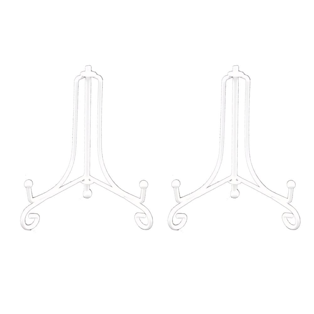 (2 pack 4 Inch White Iron Small Plate Stand Holder, Picture Easel, Display Stand For Cookie, Photo,Placecard or at Weddings, Birthday Party