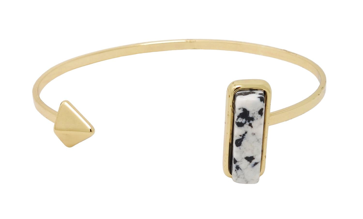 White Marble Gold Cuff Bracelet