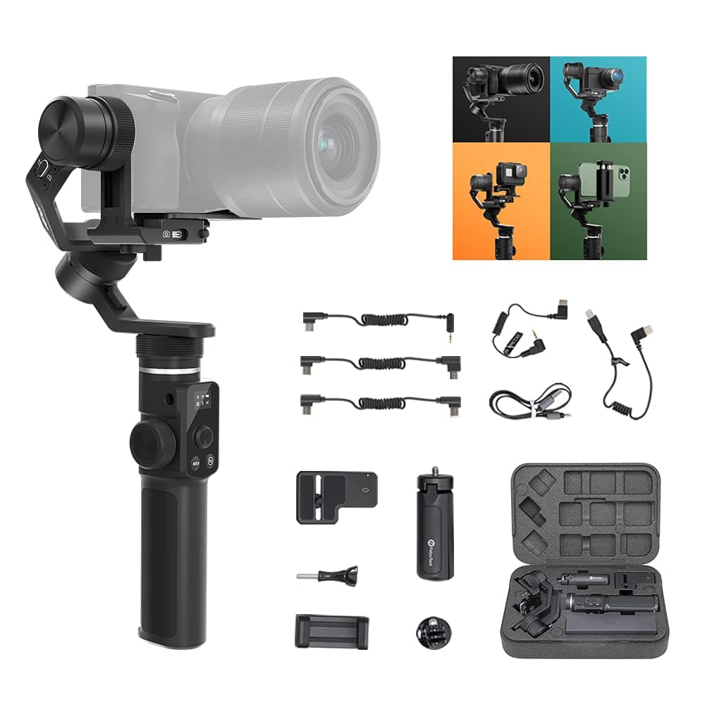 FeiyuTech G6 Max [Official] 3-Axis Camera Gimbal Stabilizer for Small Mirrorless/Pocket/Action Camera/Smartphone,fits Canon M6 M50 Sony ZV1 a6500 a6600 Panasonic GoPro 8 7 iPhone 14 13 Saumsung