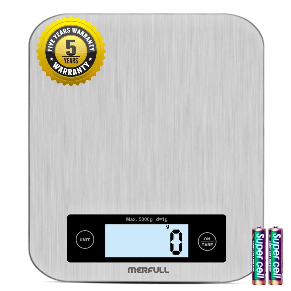 Digital Kitchen Scale, Big Stainless Steel Panel Food Scale Accurate Digital Weight Grams and Ounces, Tare Function, 5000g/11lbs Capacity Food Weight Scale