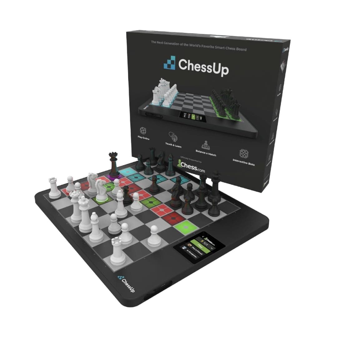 ChessUp 2 - Electronic Chess Board by Bryght Labs - Built-in WiFi, Chess Engine - Includes Chess Set TouchSense Pieces - Light Up Smart Chess Board - with AI, Lessons, Wireless Play & Companion App