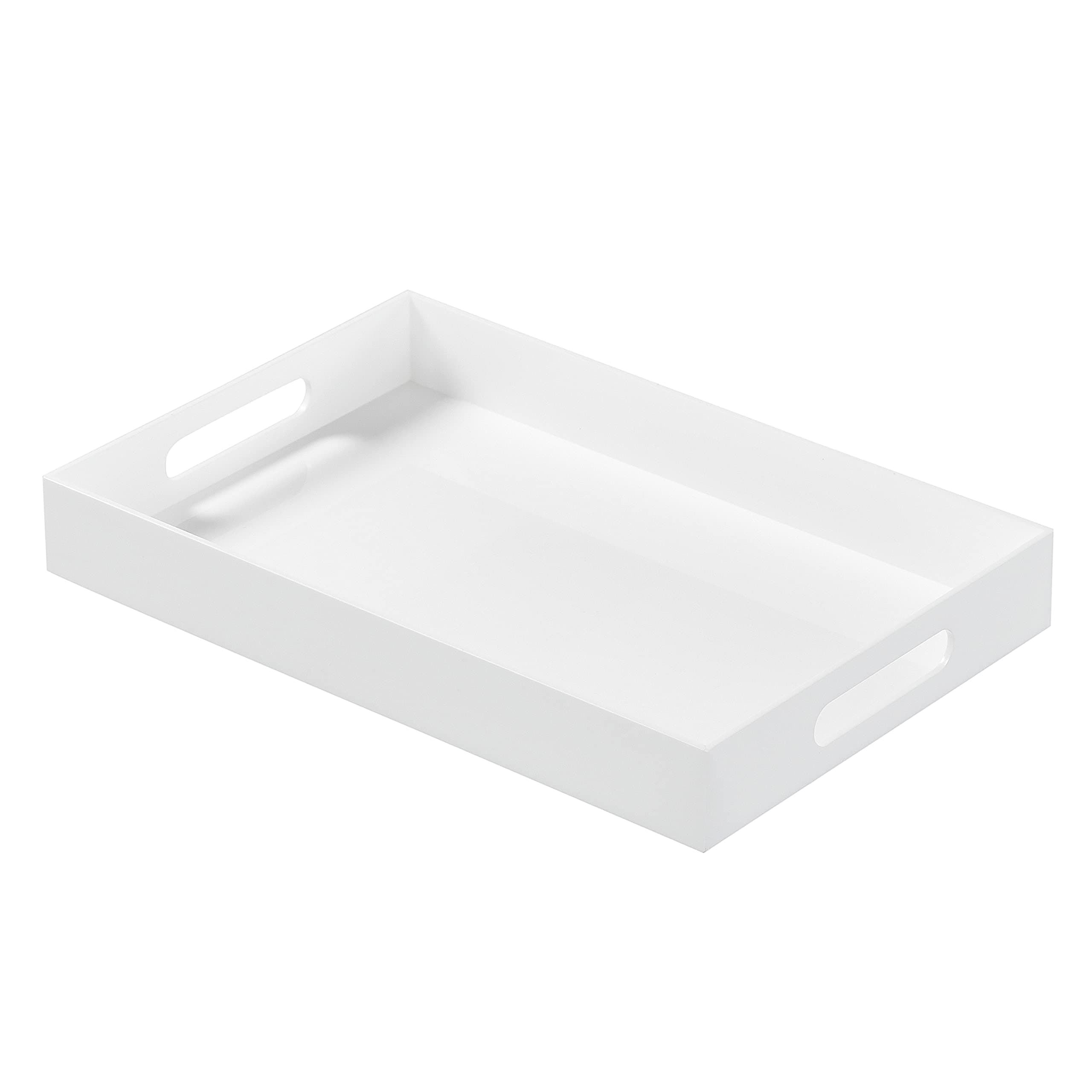Acrylic Tray with Embedded Handle, 10x15 Inch, White