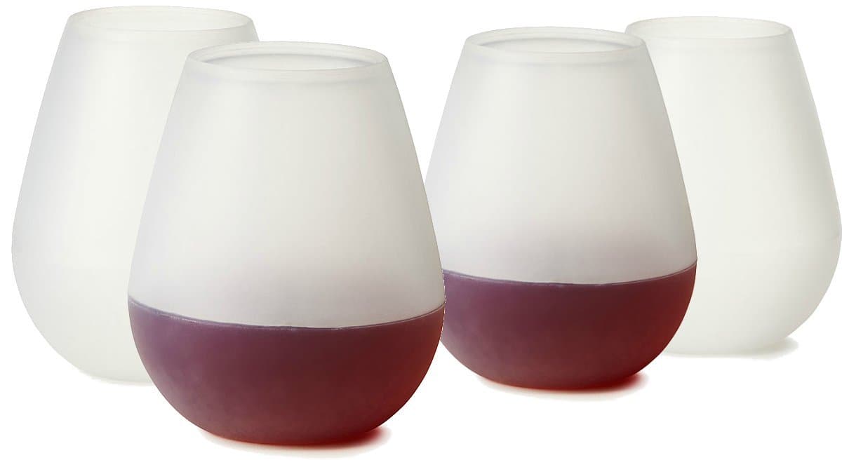 Backpacker's Unbreakable Silicone Wine Glasses or Camping Cups - Set of 4