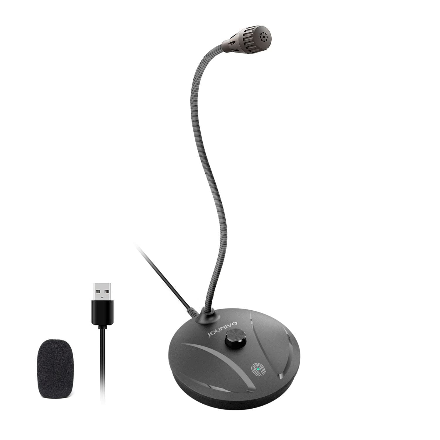 USB Microphone for Computer, PC/Laptop Mic, Mute Button with LED Indicator, 360 Degree Gooseneck Design, Desktop Microphone for Streaming, Recording, Dictation, Podcasting, YouTube, JV610PRO