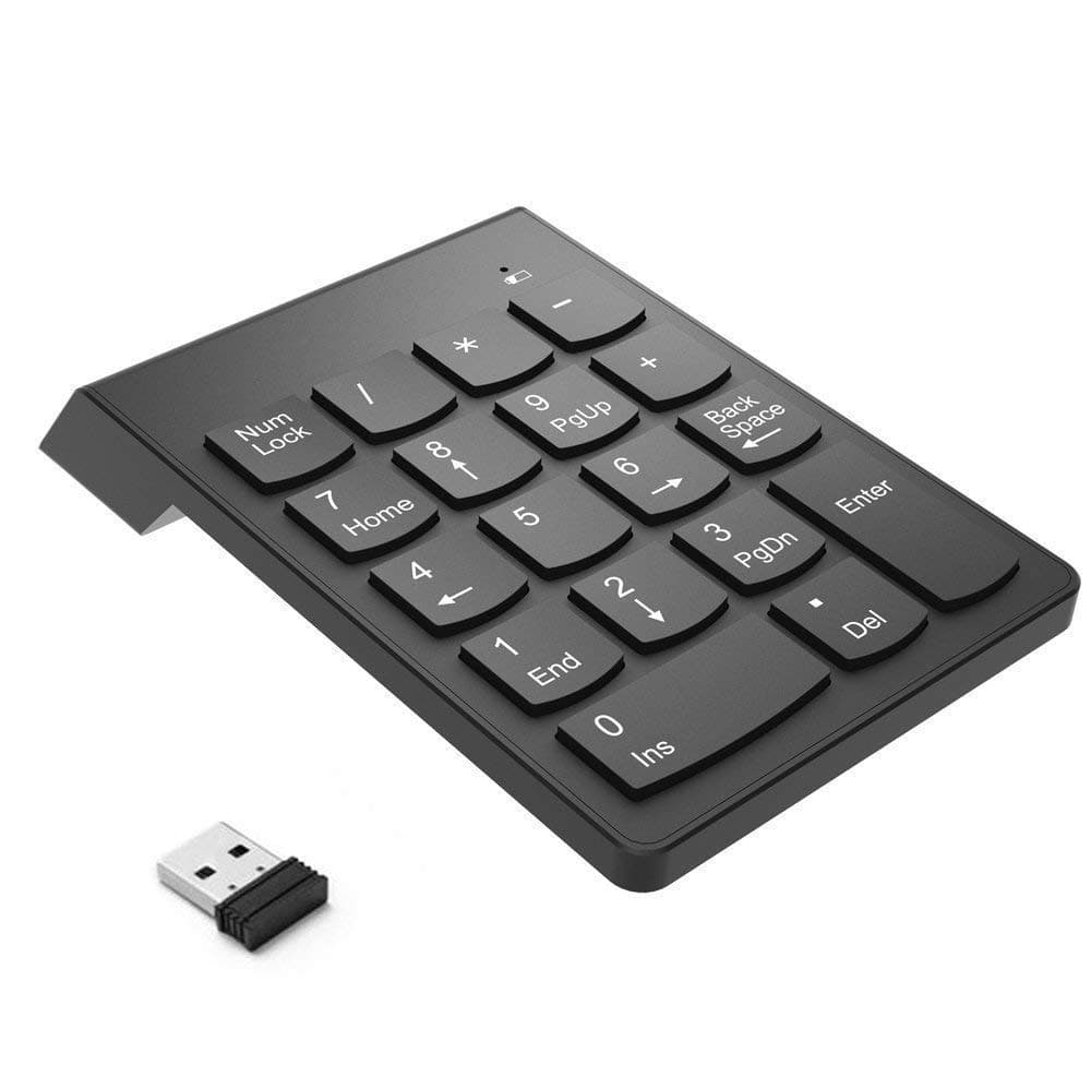 Ganix Wireless Numeric Keypad 2.4G 18-Key USB Financial Numpad (Black)