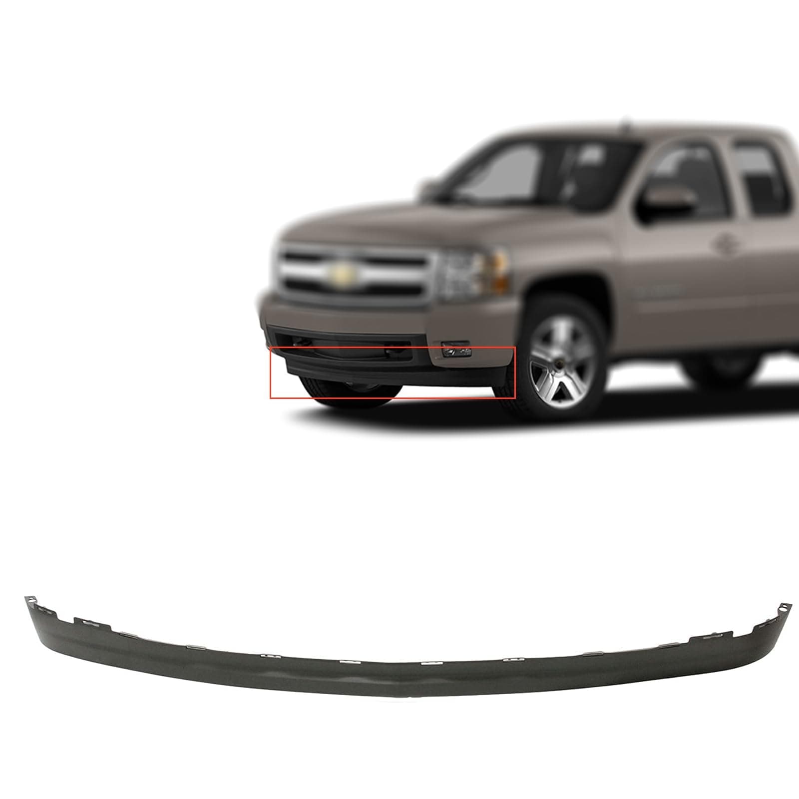 Front Bumper Air Deflector Lower Valance Compatible with Chevy Silverado 1500 Pickup Truck 2007-2013 GM1092191 25821880