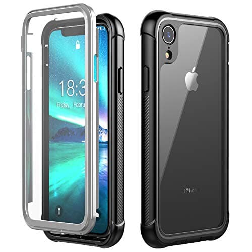 Singdo iPhone XR Case, Built-in Screen Protector Cover 360 Degree Protection Rugged Clear Bumper Case Compatible iPhone XR (6.1 inch)