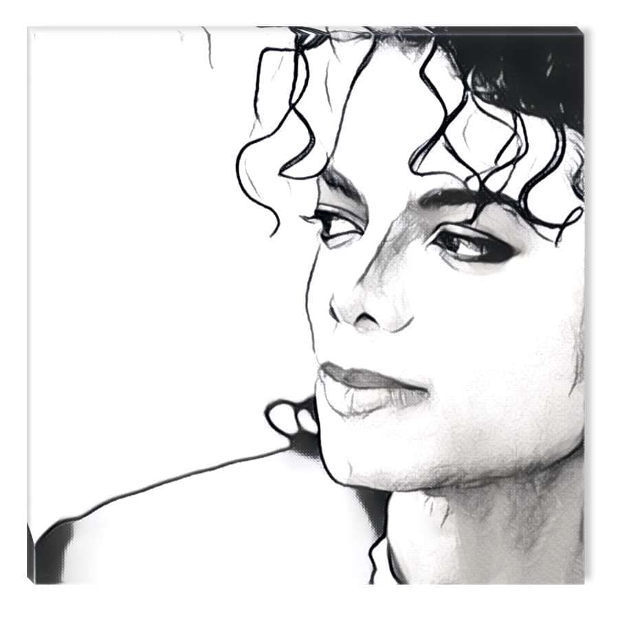 Startonight Canvas Wall Art Black and White Abstract Michael Jackson Celebrity, Artwork Modern Framed Original Art Painting, Unique Luminous Wall Art Minimalism Piece 80 cm x 80 cm Day & Night Effect