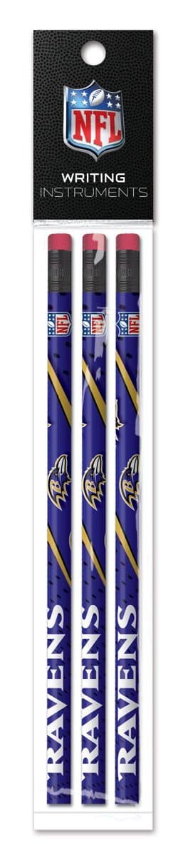 Baltimore Ravens 3 Pack Wood Pencil in Clear Bag with Header - NFL (12005-QQA)