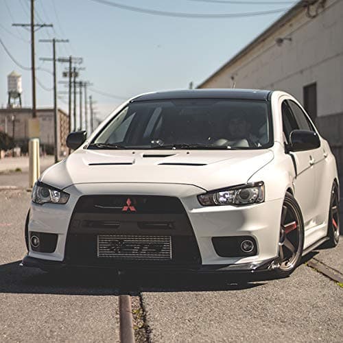 Mitsubishi Evo X Front Lip Splitter (V3) - Rounded Fin Winglets - w/Support Rods